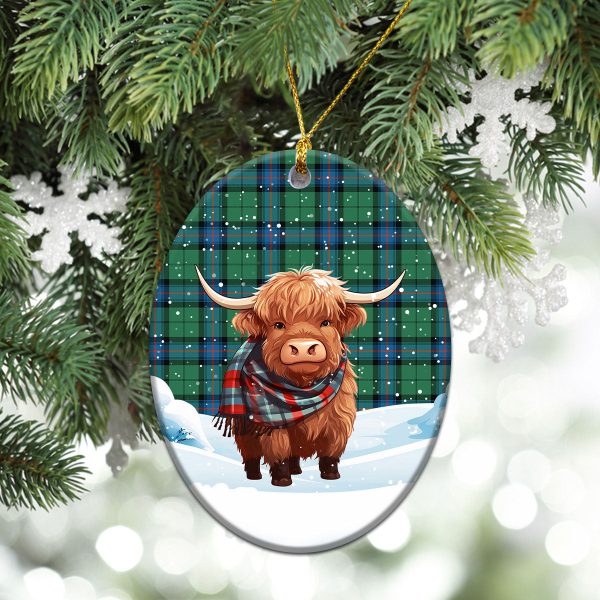 Armstrong Ancient Tartan Christmas Ceramic Ornament - Highland Cows Snow Style For Cheap - Image 3