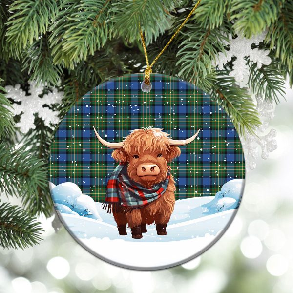 MacLaren Ancient Tartan Christmas Ceramic Ornament - Highland Cows Snow Style Online Hot Sale - Image 2
