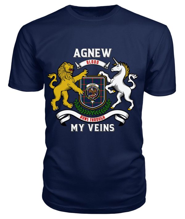 Agnew Modern Tartan Crest 2D T-shirt - Blood Runs Through My Veins Style For Cheap - Image 5