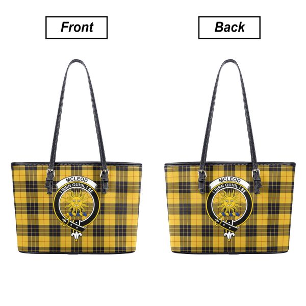 McLeod of Lewis Ancient Tartan Crest Leather Tote Bag For Discount - Image 3