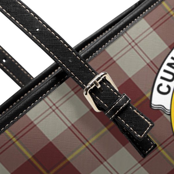 Cunningham Burgundy Dancers Tartan Crest Leather Tote Bag Discount - Image 5
