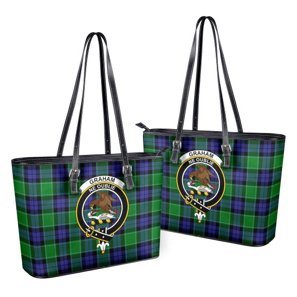 Graham of Menteith Modern Tartan Crest Leather Tote Bag Fashion