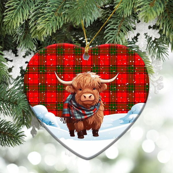 Adair Modern Tartan Christmas Ceramic Ornament - Highland Cows Snow Style Hot on Sale - Image 5