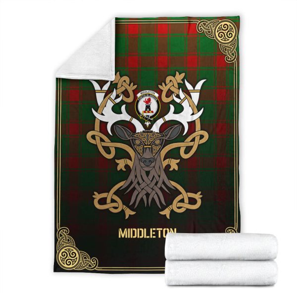 Middleton Modern Tartan Crest Premium Blanket - Celtic Stag style Fashion - Image 4