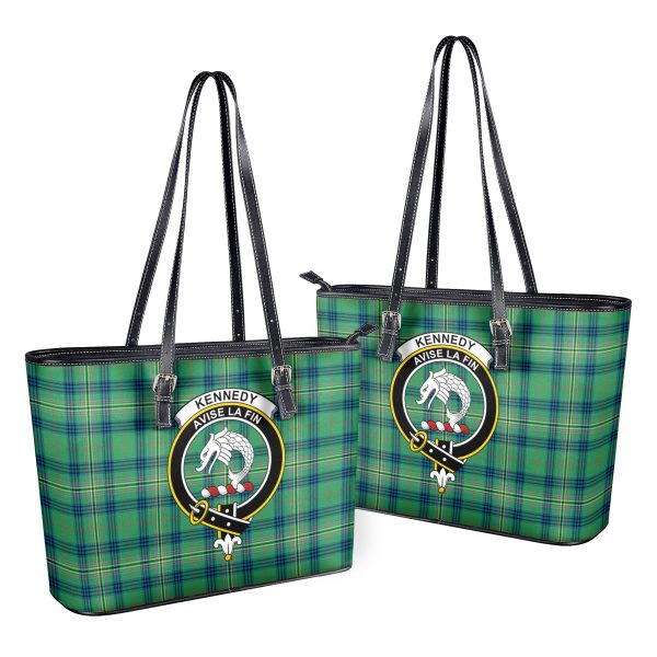Kennedy Ancient Tartan Crest Leather Tote Bag Hot on Sale