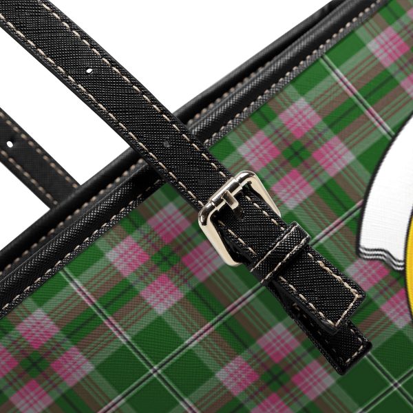 Gray Hunting Tartan Crest Leather Tote Bag Online - Image 5