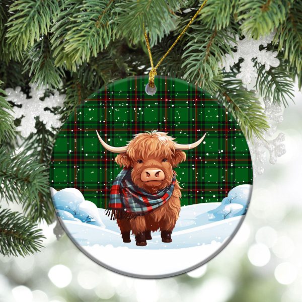 Anstruther Tartan Christmas Ceramic Ornament - Highland Cows Snow Style Online Sale - Image 2