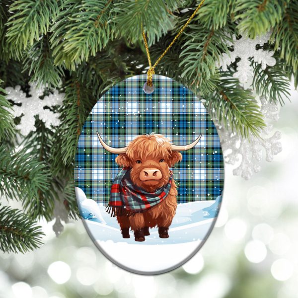 Campbell Dress Ancient Tartan Christmas Ceramic Ornament - Highland Cows Snow Style Fashion - Image 3