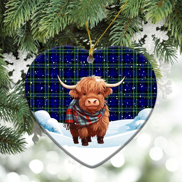 Arbuthnot Modern Tartan Christmas Ceramic Ornament - Highland Cows Snow Style Online Hot Sale - Image 5