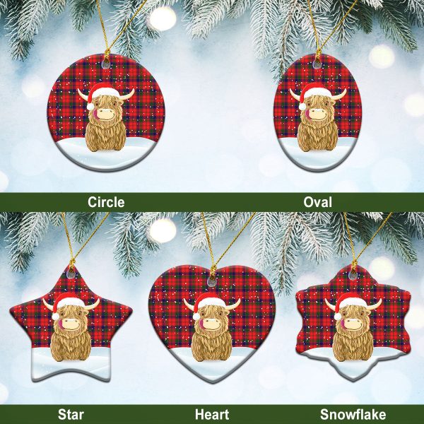 Reid Modern Tartan Christmas Ceramic Ornament - Highland Cows Style For Discount