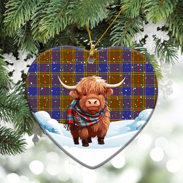 Balfour Modern Tartan Christmas Ceramic Ornament - Highland Cows Snow Style For Discount - Image 5