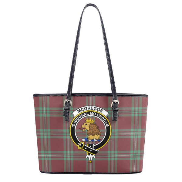 McGregor Hunting Ancient Tartan Crest Leather Tote Bag Online Hot Sale - Image 2