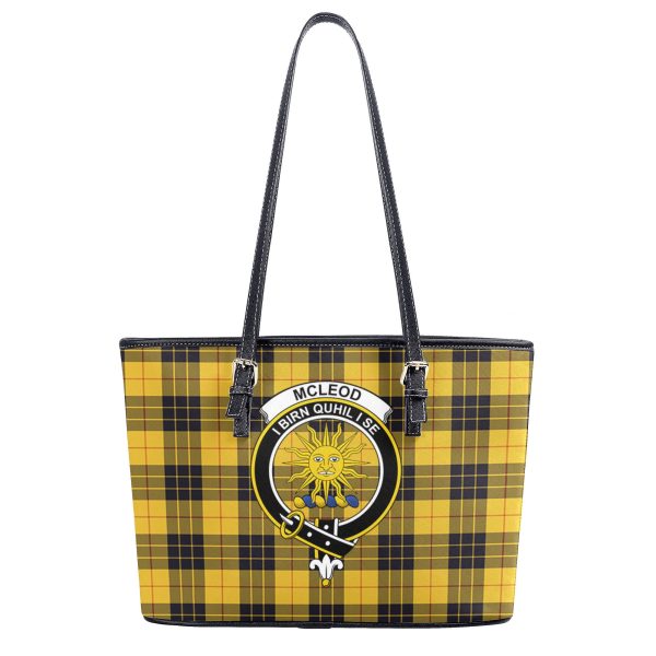 McLeod of Lewis Ancient Tartan Crest Leather Tote Bag For Discount - Image 2