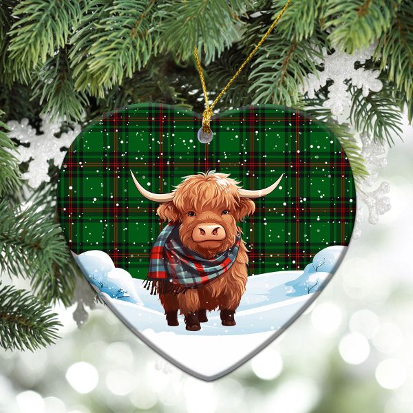 Beveridge Tartan Christmas Ceramic Ornament - Highland Cows Snow Style Hot on Sale - Image 5