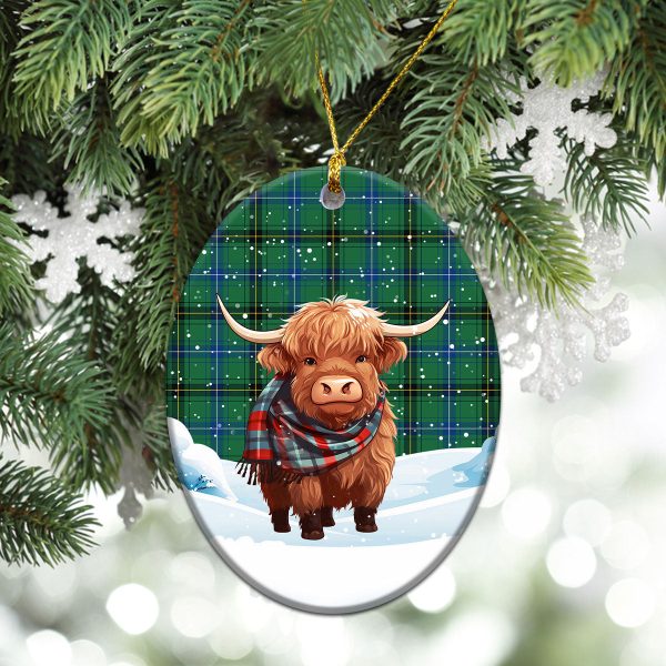 Henderson Ancient Tartan Christmas Ceramic Ornament - Highland Cows Snow Style For Discount - Image 3