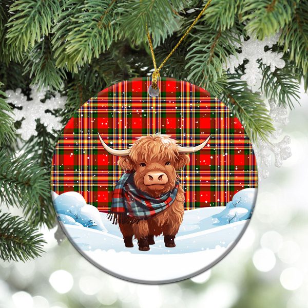 Makgill Tartan Christmas Ceramic Ornament - Highland Cows Snow Style Discount - Image 2