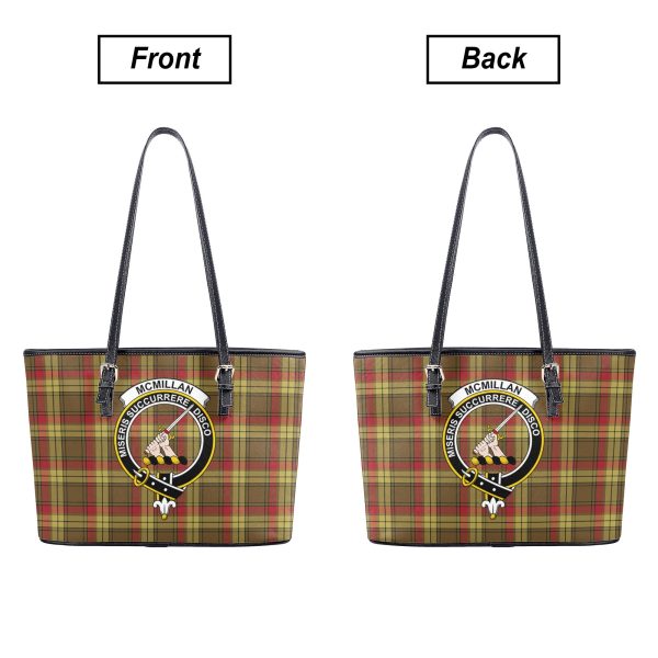 McMillan Old Weathered Tartan Crest Leather Tote Bag For Sale - Image 3