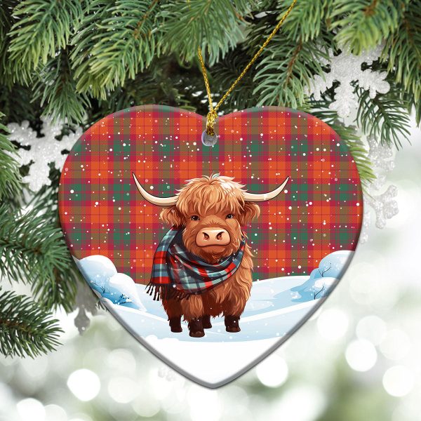 MacNab Ancient Tartan Christmas Ceramic Ornament - Highland Cows Snow Style Fashion - Image 5