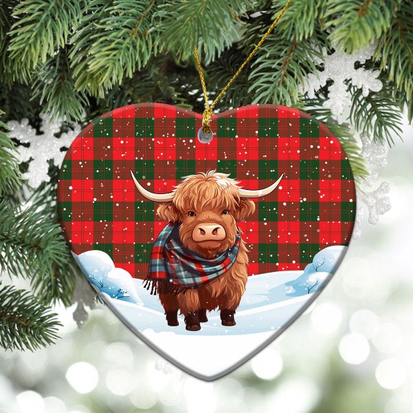 Erskine Modern Tartan Christmas Ceramic Ornament - Highland Cows Snow Style Cheap - Image 5
