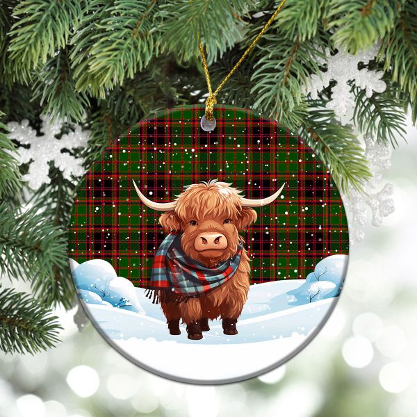 Buchan Modern Tartan Christmas Ceramic Ornament - Highland Cows Snow Style For Discount - Image 2