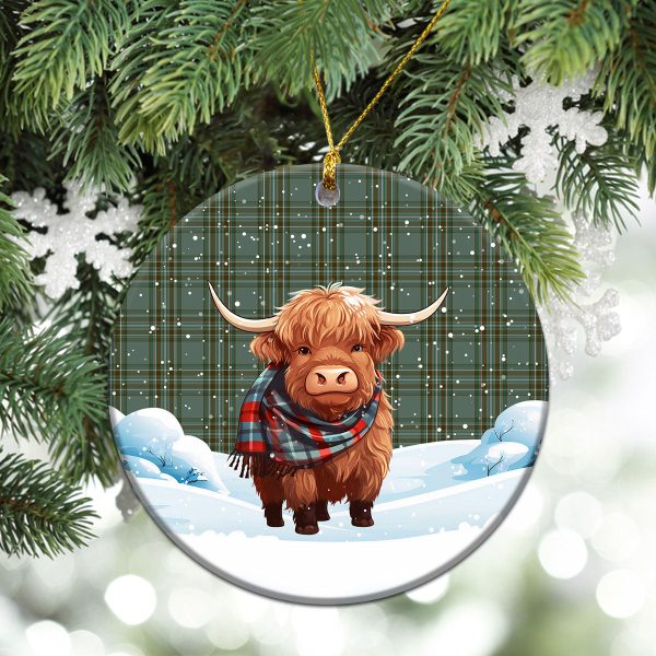 Kelly Dress Tartan Christmas Ceramic Ornament - Highland Cows Snow Style Discount - Image 2