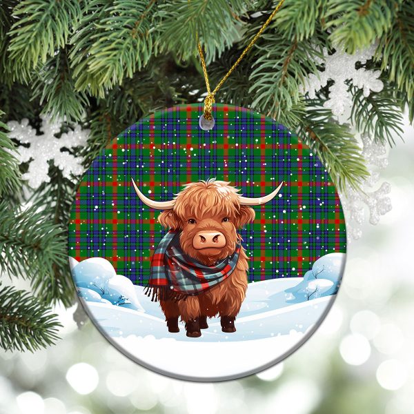 Aiton Tartan Christmas Ceramic Ornament - Highland Cows Snow Style Online Hot Sale - Image 2