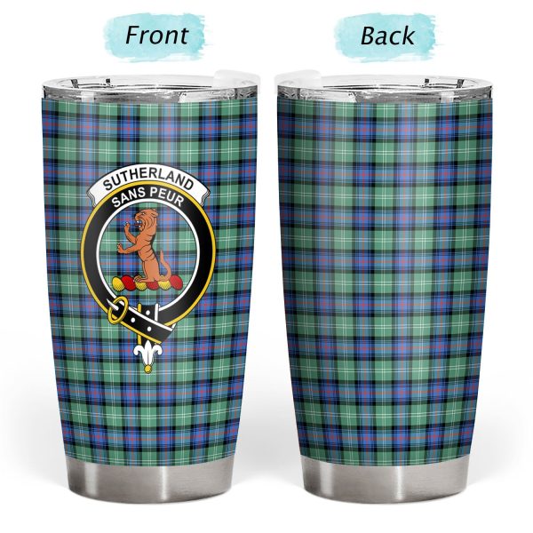 Sutherland Old Ancient Tartan Crest Tumbler For Sale - Image 3