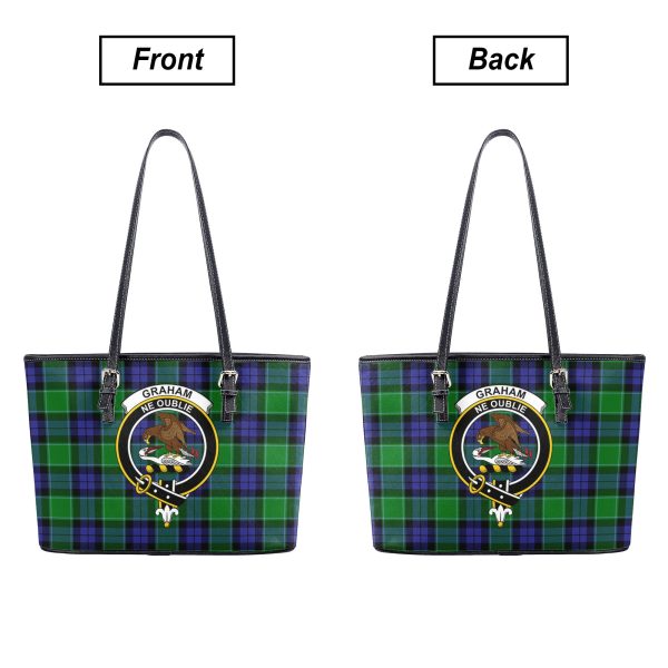 Graham of Menteith Modern Tartan Crest Leather Tote Bag Fashion - Image 3