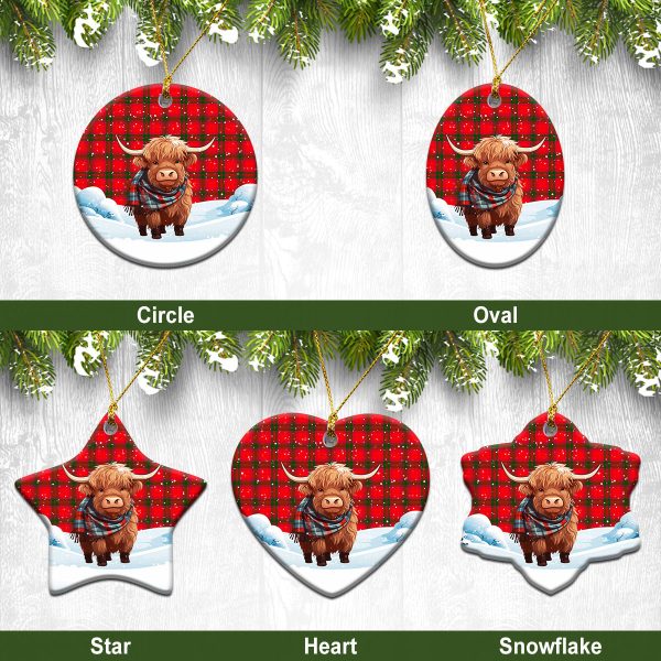 MacNab Modern Tartan Christmas Ceramic Ornament - Highland Cows Snow Style For Cheap