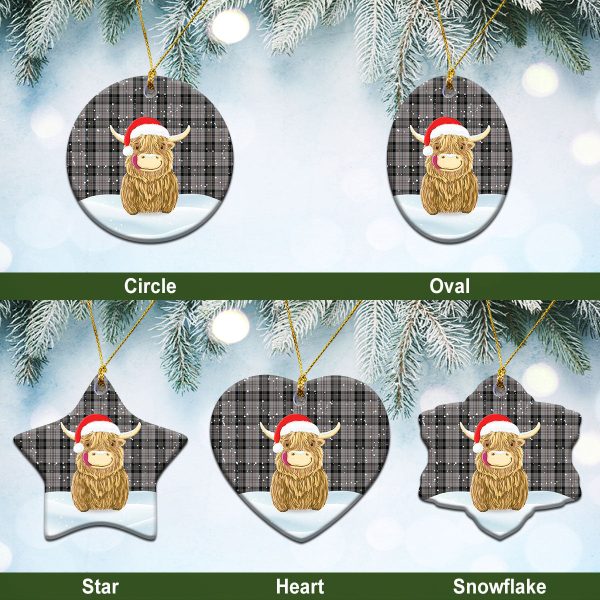 Harris Tartan Christmas Ceramic Ornament - Highland Cows Style Sale