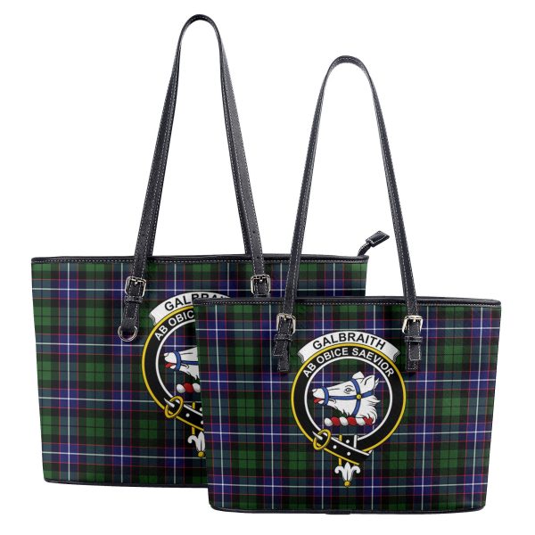 Galbraith Modern Tartan Crest Leather Tote Bag Sale - Image 4