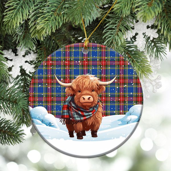 McBeth Modern Tartan Christmas Ceramic Ornament - Highland Cows Snow Style For Cheap - Image 2
