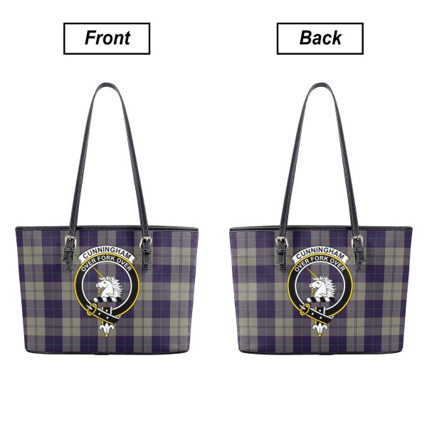 Cunningham Dress Blue Dancers Tartan Crest Leather Tote Bag Sale - Image 3