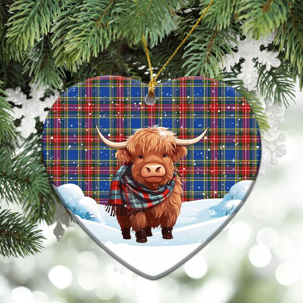 Beaton Modern Tartan Christmas Ceramic Ornament - Highland Cows Snow Style Supply - Image 5