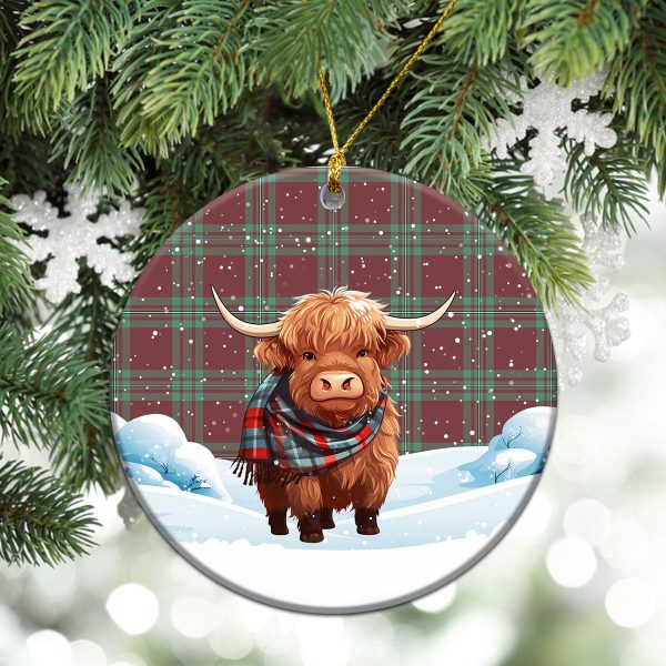 MacGregor Hunting Ancient Tartan Christmas Ceramic Ornament - Highland Cows Snow Style For Cheap - Image 2