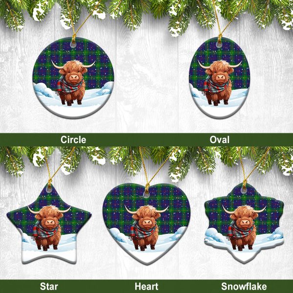Boyle Tartan Christmas Ceramic Ornament - Highland Cows Snow Style Hot on Sale