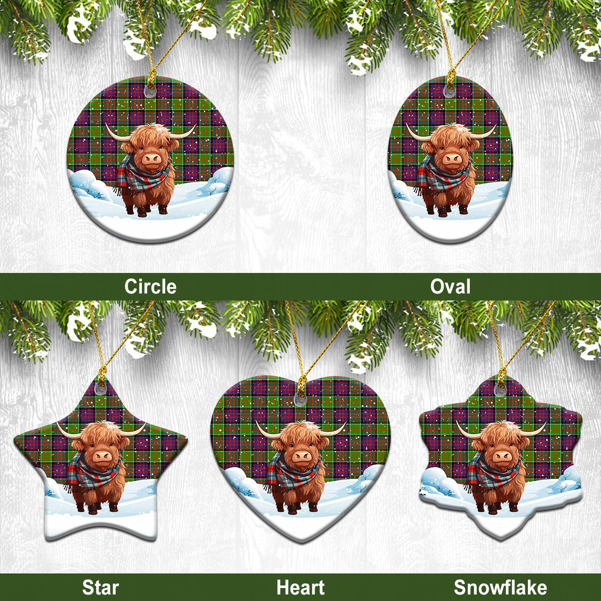 McDonald (Clan Ranald) Tartan Christmas Ceramic Ornament – Highland Cows Snow Style Online Hot Sale