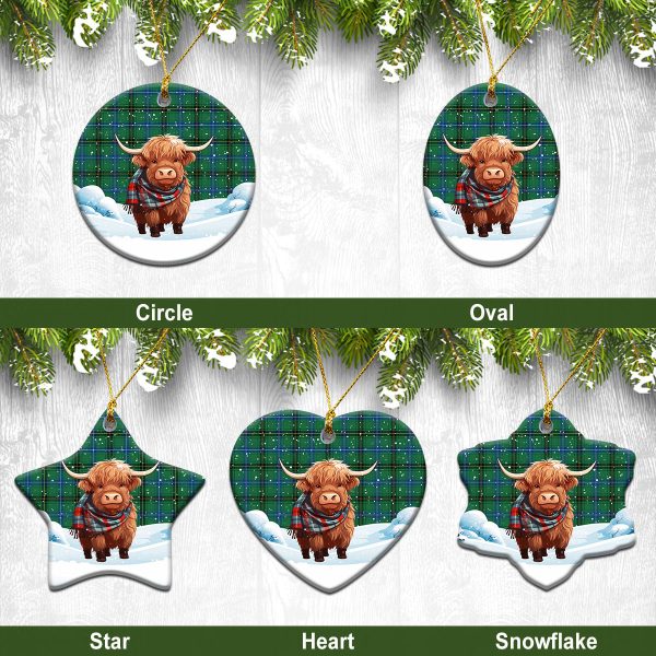 Henderson Ancient Tartan Christmas Ceramic Ornament - Highland Cows Snow Style For Discount