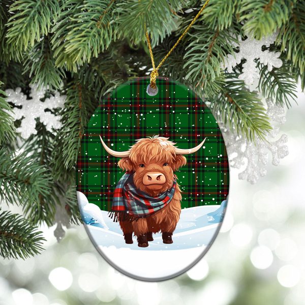Anstruther Tartan Christmas Ceramic Ornament - Highland Cows Snow Style Online Sale - Image 3