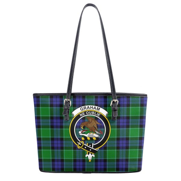 Graham of Menteith Modern Tartan Crest Leather Tote Bag Fashion - Image 2