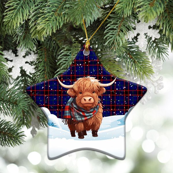 Home Modern Tartan Christmas Ceramic Ornament - Highland Cows Snow Style Online Sale - Image 4