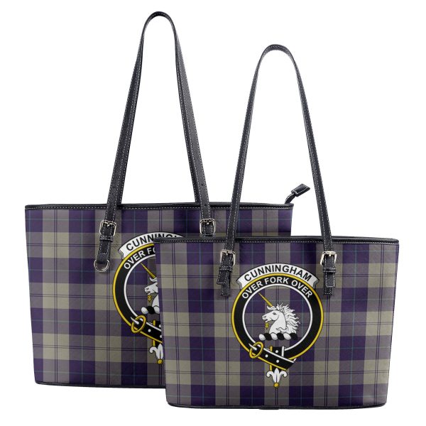 Cunningham Dress Blue Dancers Tartan Crest Leather Tote Bag Sale - Image 4