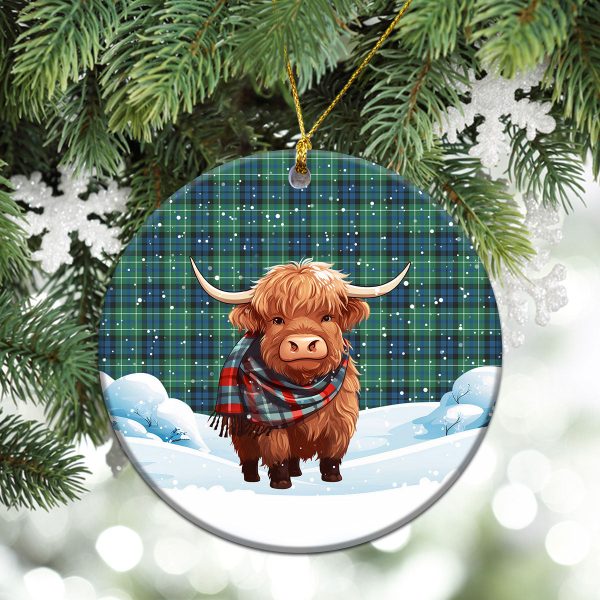 MacNeil of Colonsay Ancient Tartan Christmas Ceramic Ornament - Highland Cows Snow Style For Discount - Image 2