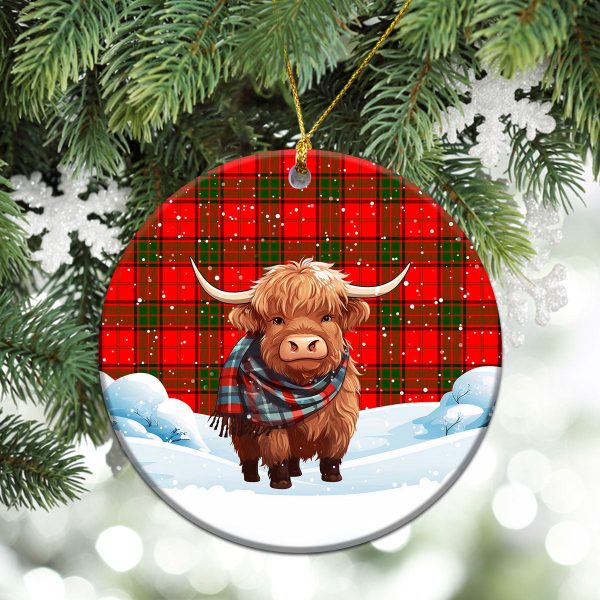 Adair Modern Tartan Christmas Ceramic Ornament - Highland Cows Snow Style Hot on Sale - Image 2