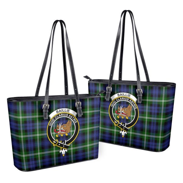 Baillie Modern Tartan Crest Leather Tote Bag Supply