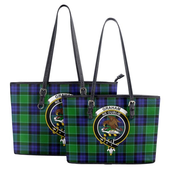 Graham of Menteith Modern Tartan Crest Leather Tote Bag Fashion - Image 4