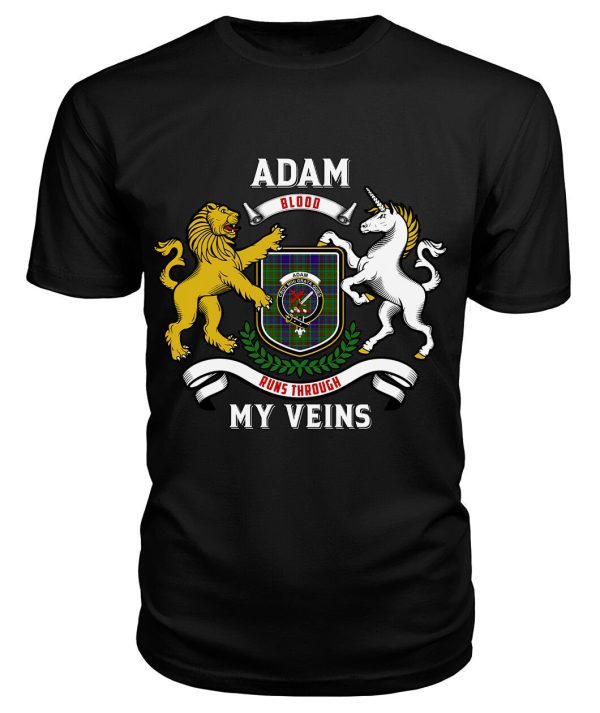 Adam Tartan Crest 2D T-shirt - Blood Runs Through My Veins Style For Sale