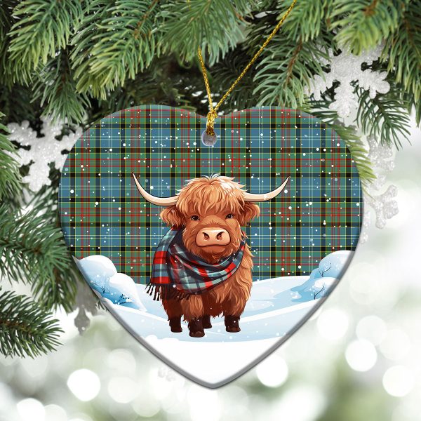 Brisbane Tartan Christmas Ceramic Ornament - Highland Cows Snow Style Online Sale - Image 5