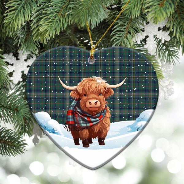 Kennedy Modern Tartan Christmas Ceramic Ornament - Highland Cows Snow Style Supply - Image 5