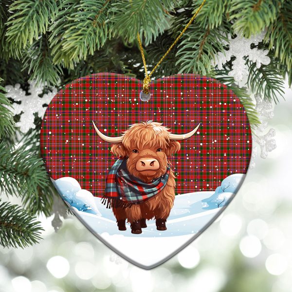 McAlister Modern Tartan Christmas Ceramic Ornament - Highland Cows Snow Style on Sale - Image 5